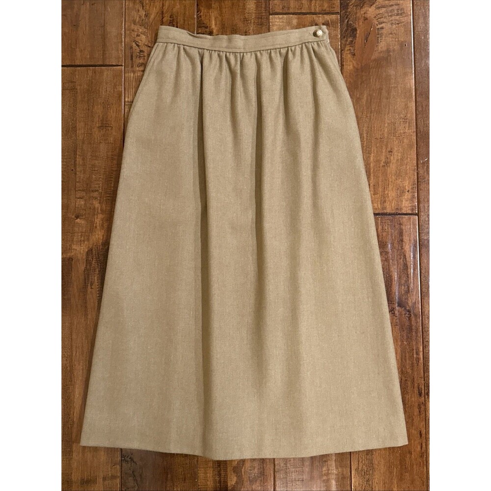 Vintage EVAN PICONE Wool Midi Skirt Camel Brown  Size 8 ILGWU Label 70’s EUC